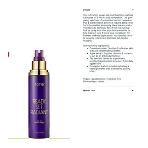 Tarte ready set radiant mist 2.5 fl oz/75ml
